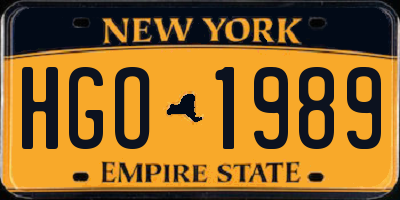NY license plate HGO1989