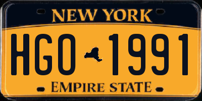 NY license plate HGO1991