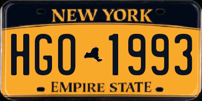 NY license plate HGO1993