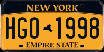 NY license plate HGO1998
