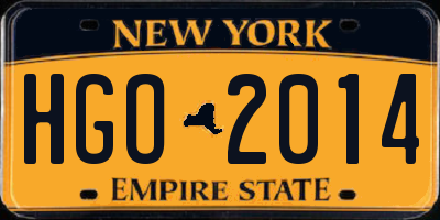 NY license plate HGO2014