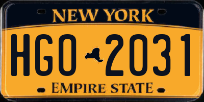 NY license plate HGO2031