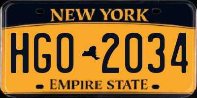 NY license plate HGO2034