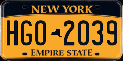 NY license plate HGO2039