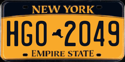 NY license plate HGO2049