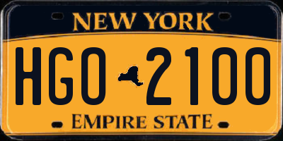 NY license plate HGO2100