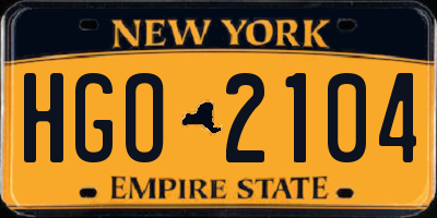 NY license plate HGO2104