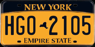 NY license plate HGO2105