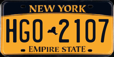 NY license plate HGO2107