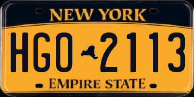 NY license plate HGO2113