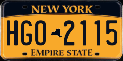 NY license plate HGO2115