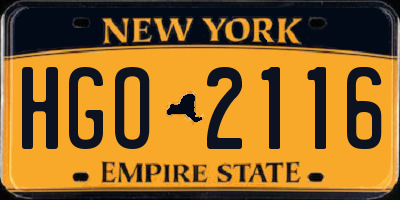 NY license plate HGO2116