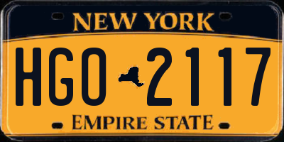 NY license plate HGO2117