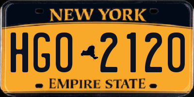 NY license plate HGO2120