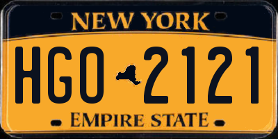 NY license plate HGO2121