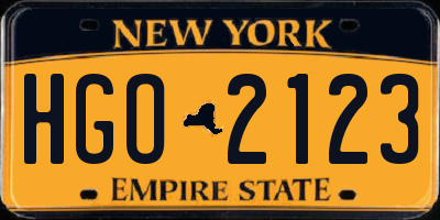 NY license plate HGO2123