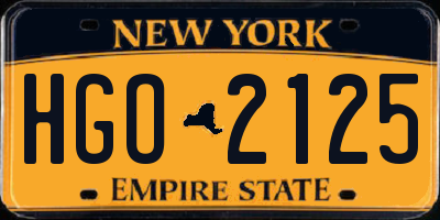 NY license plate HGO2125