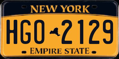 NY license plate HGO2129