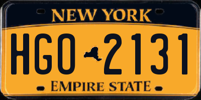 NY license plate HGO2131