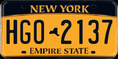 NY license plate HGO2137