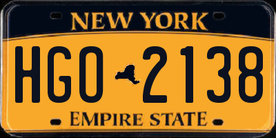 NY license plate HGO2138