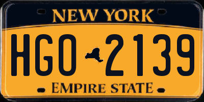 NY license plate HGO2139