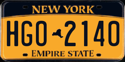 NY license plate HGO2140