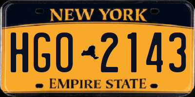 NY license plate HGO2143