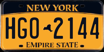 NY license plate HGO2144