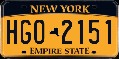 NY license plate HGO2151