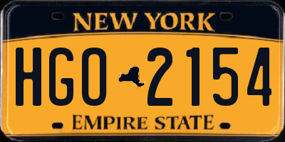 NY license plate HGO2154