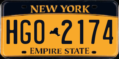 NY license plate HGO2174