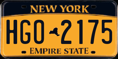 NY license plate HGO2175