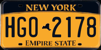 NY license plate HGO2178