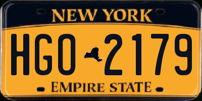 NY license plate HGO2179