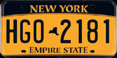 NY license plate HGO2181