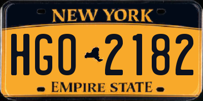 NY license plate HGO2182