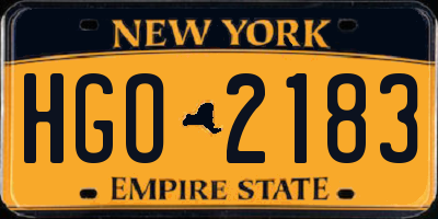 NY license plate HGO2183