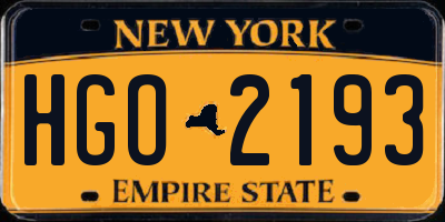 NY license plate HGO2193