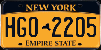 NY license plate HGO2205