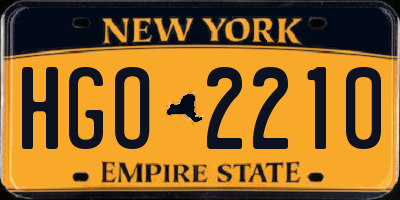 NY license plate HGO2210