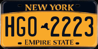 NY license plate HGO2223