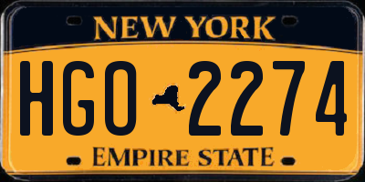 NY license plate HGO2274