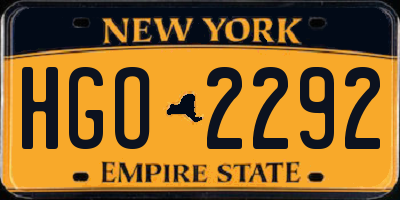 NY license plate HGO2292