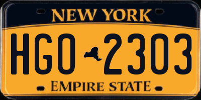 NY license plate HGO2303