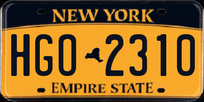 NY license plate HGO2310