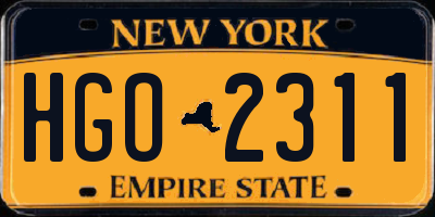 NY license plate HGO2311