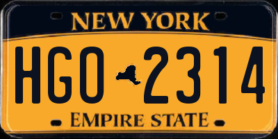 NY license plate HGO2314