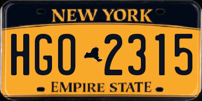 NY license plate HGO2315