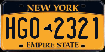 NY license plate HGO2321